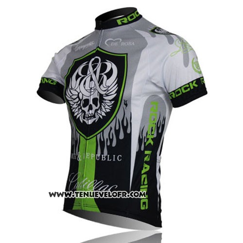 2013 Maillot Ciclismo Rock Racing Noir et Vert Manches Courtes et Cuissard